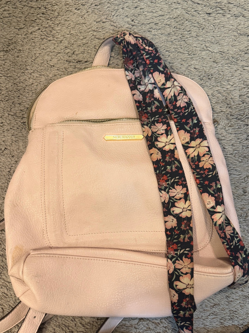 Steve Madden Pale Pink Leather Crossbody with Floral Strap